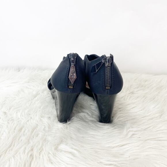 Donald J. Pliner 7 M Womens Black Leather Aurora Satin Strap Cage Wedges Sandals - Picture 3 of 10